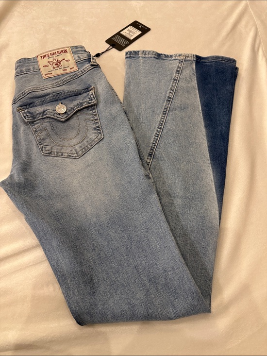 True Religion Denim - NWT True Religion Two-Tone Light & Dark Blue Mid-Rise Flare Jeans